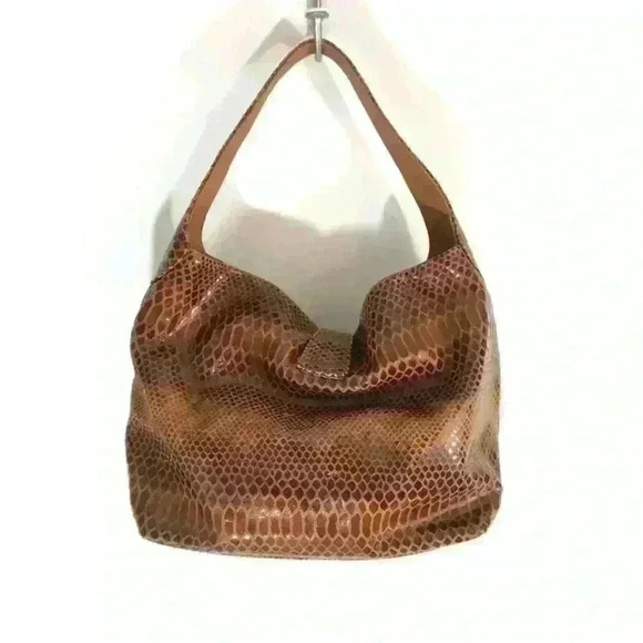 Dooney & Bourke Logo Lock Faux Snakeskin Hobo Bag - Picture 2 of 8